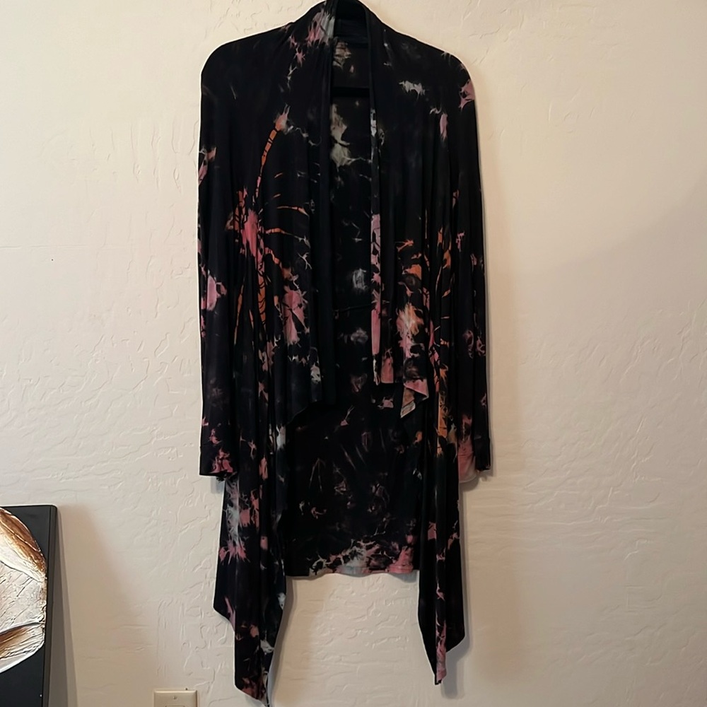 Gorgeous Tye Dye Tunic open front, drape collar cardigan jacket wrap. M/L